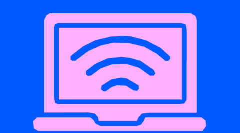 Icon of laptop with wifi